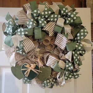Green and Cream Heart Wreath
